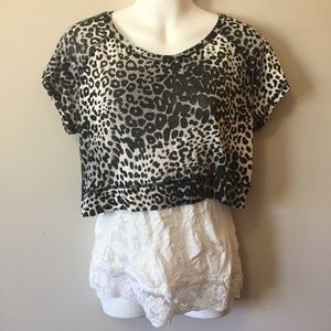 Small Express Black and Gray Leopard Print Crop